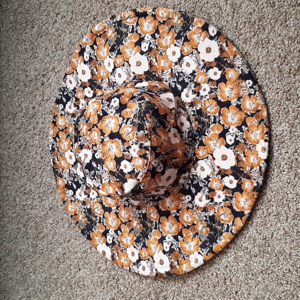 New Anthropologie Corduroy Floral Print Bucket Hat OSFA